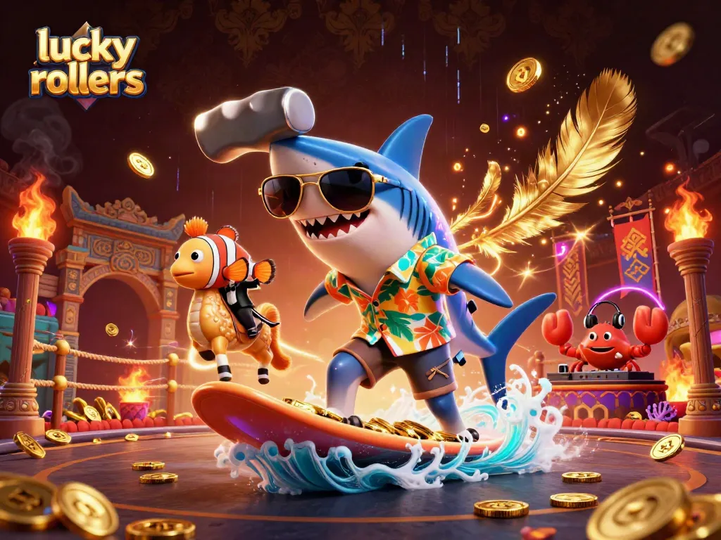 Experience the thrill at Lucky Rollers with vibrant characters and exhilarating casino elements.