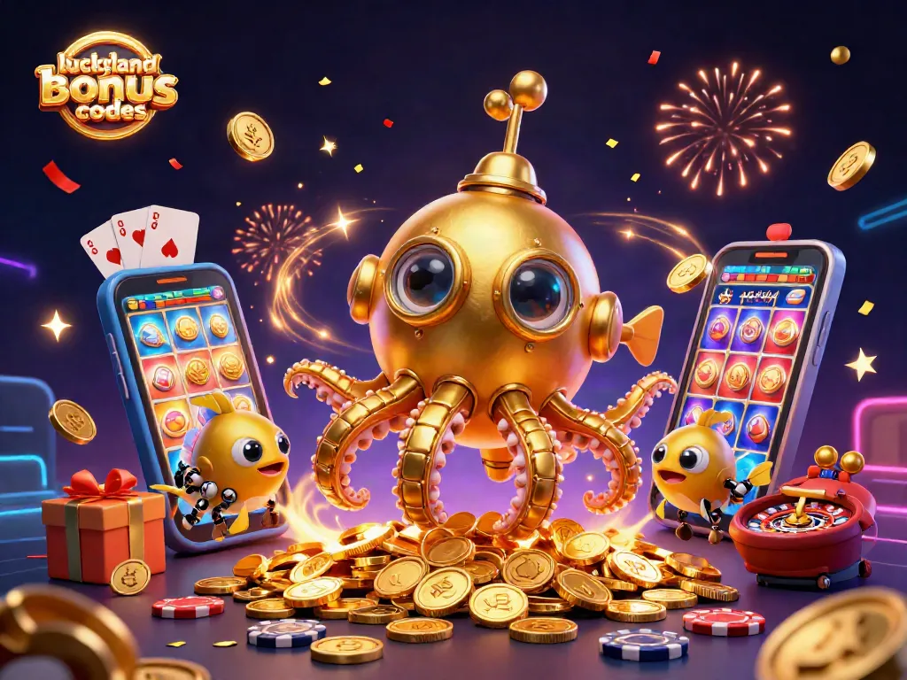 Discover exciting gaming with luckyland slots bonus codes amidst gold coins and vibrant slot games.