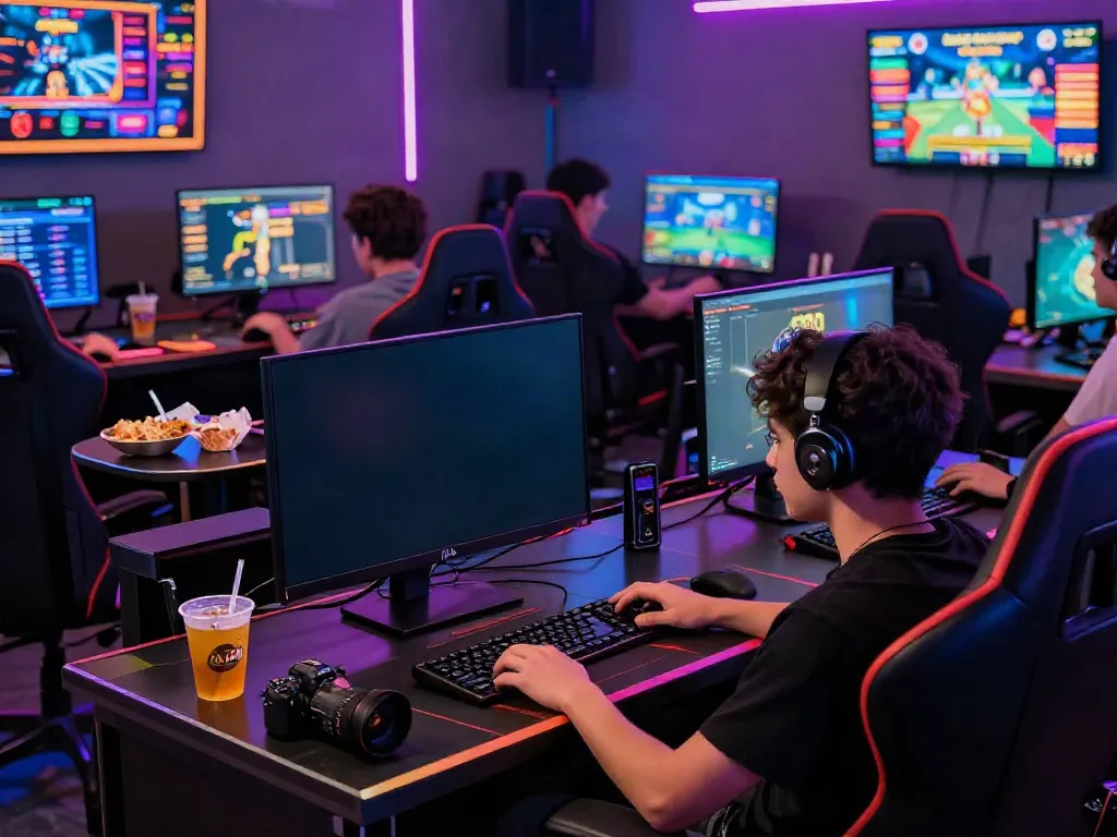 Friends enjoying A80 online casino games in a vibrant gaming lounge.