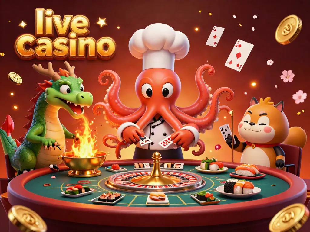 Pengalaman live casino dengan dealer langsung dalam suasana yang dinamis dan interaktif, bermain sambil menyantap hidangan sushi.