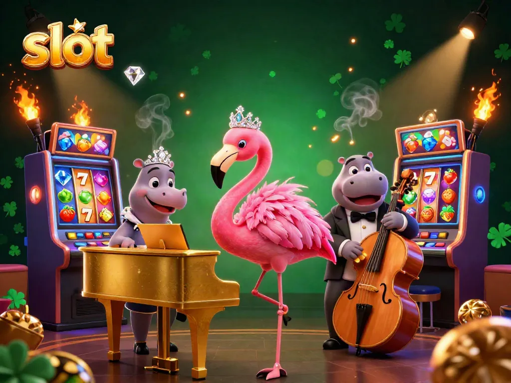 Simak mesin slot dengan simbol keberuntungan di kasino digital yang colorful.