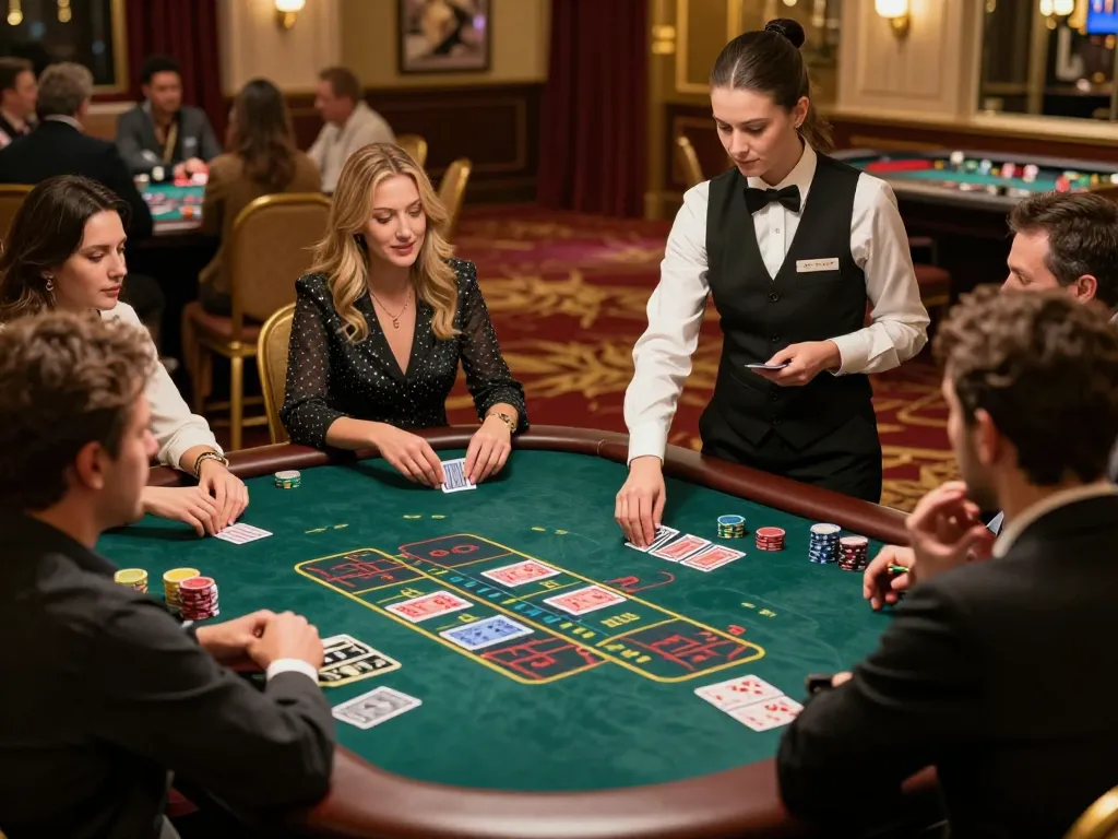 Players engaged at the Baccarat table in open88 casino, experiencing high-stakes excitement and strategy.