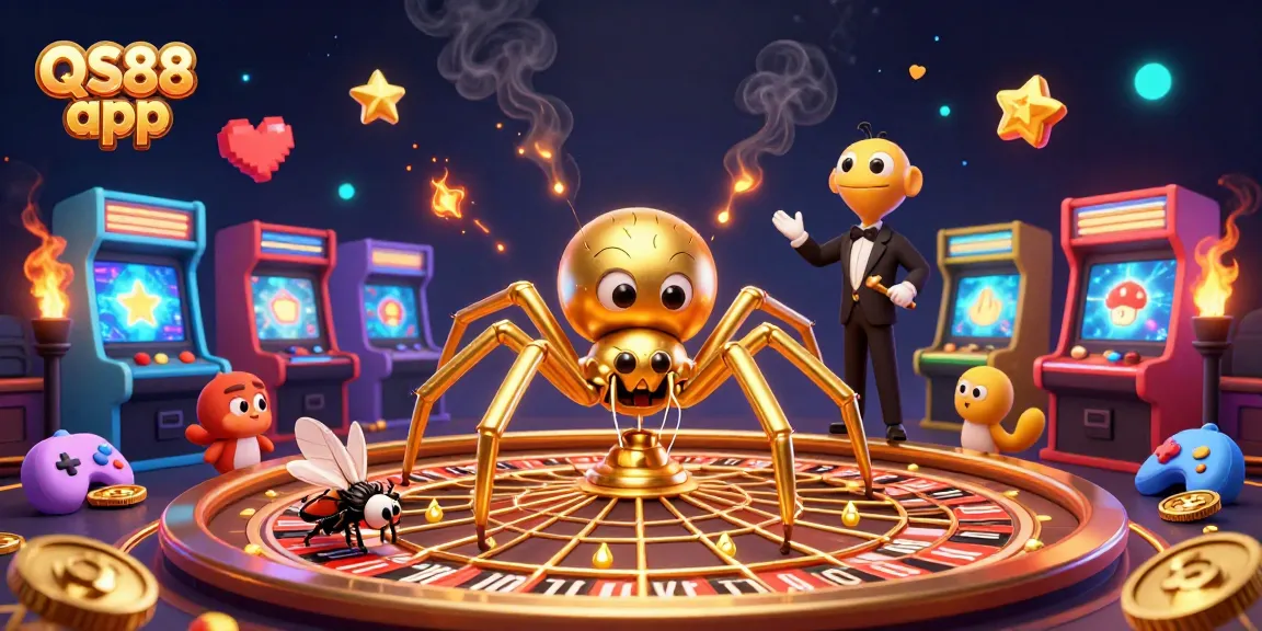 Experience the excitement of the QS88 app with a thrilling roulette scene featuring dynamic characters.
