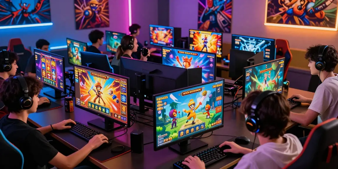 Players navigating games on https://cikagames.com/ in a lively digital gaming atmosphere, highlighting interactions and excitement.