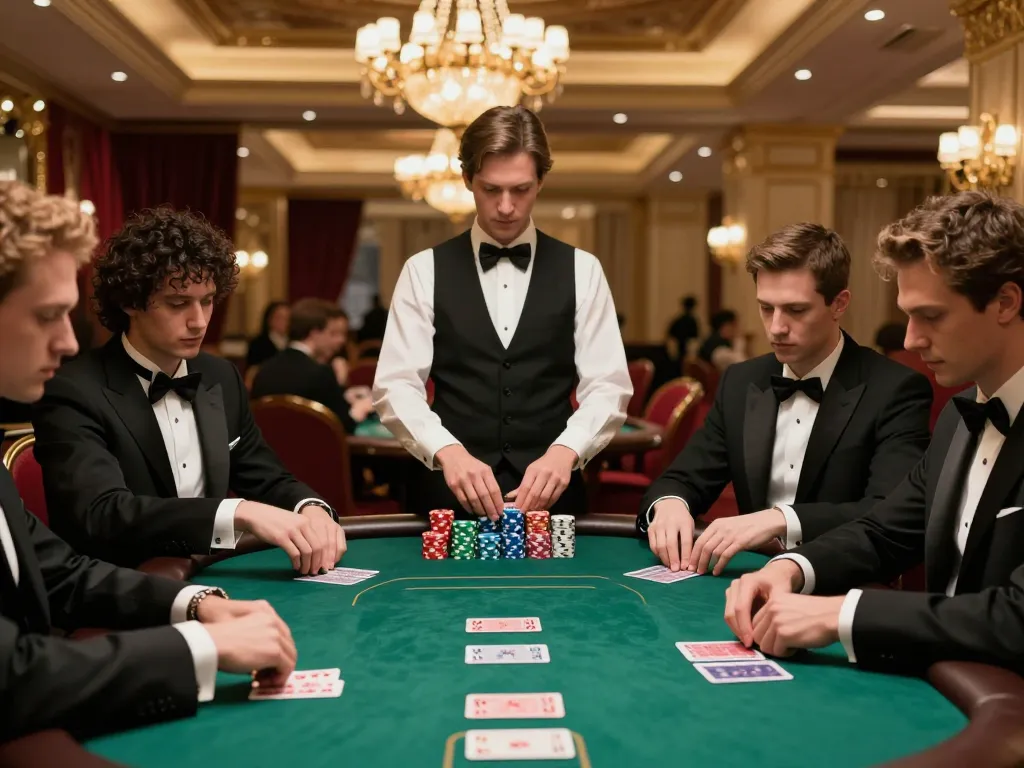 Players engaged in a high-stakes poker game at red88 casino with chips and cards visible.