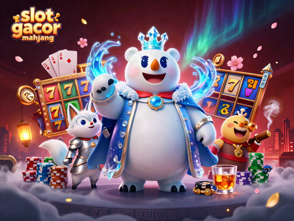 Play slot gacor mahjong with vibrant slot reels and engaging characters in a rich casino setting.