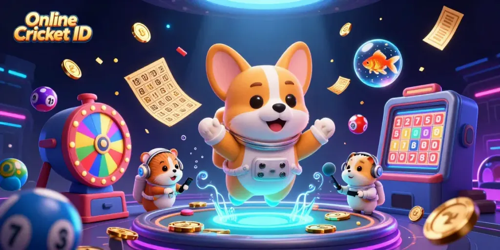 Engage with Online Cricket ID, where a 3D astronaut corgi explores a vibrant casino universe, capturing thrilling betting action.