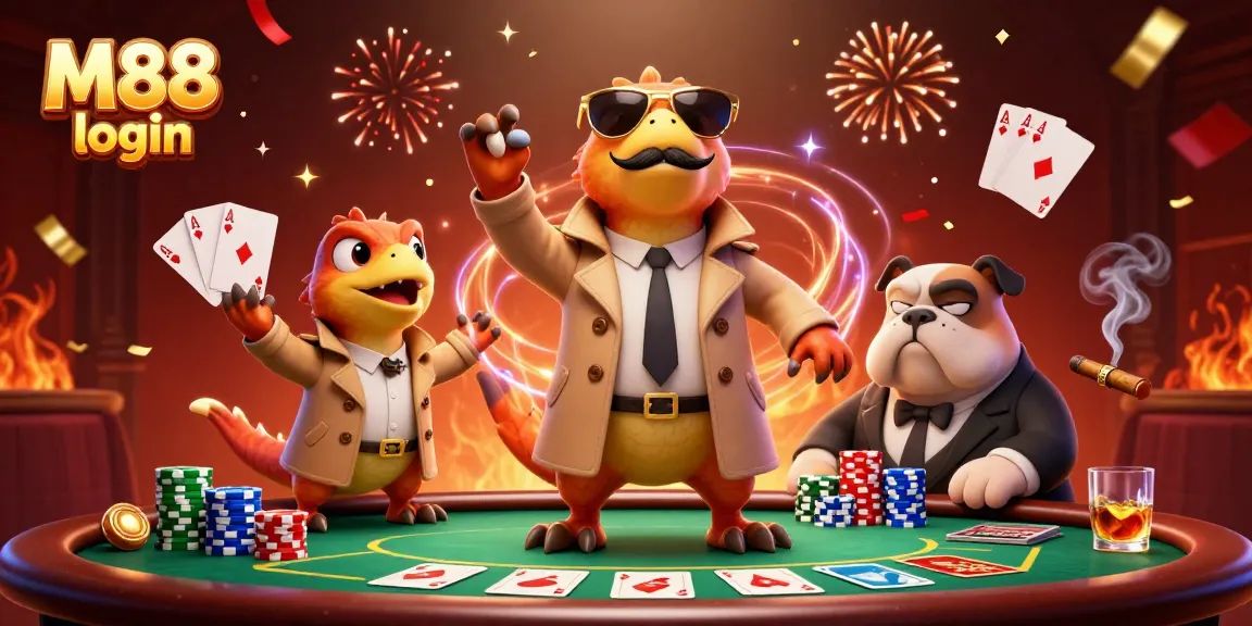 Experience M88 login in an engaging VIP casino scene featuring raptors in disguise.