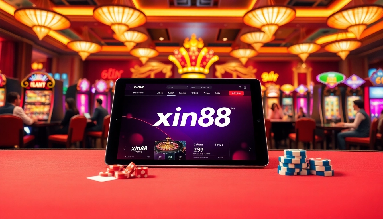Experience the thrill of xin88 gambling with vibrant casino tables, live action, and sleek betting interfaces.