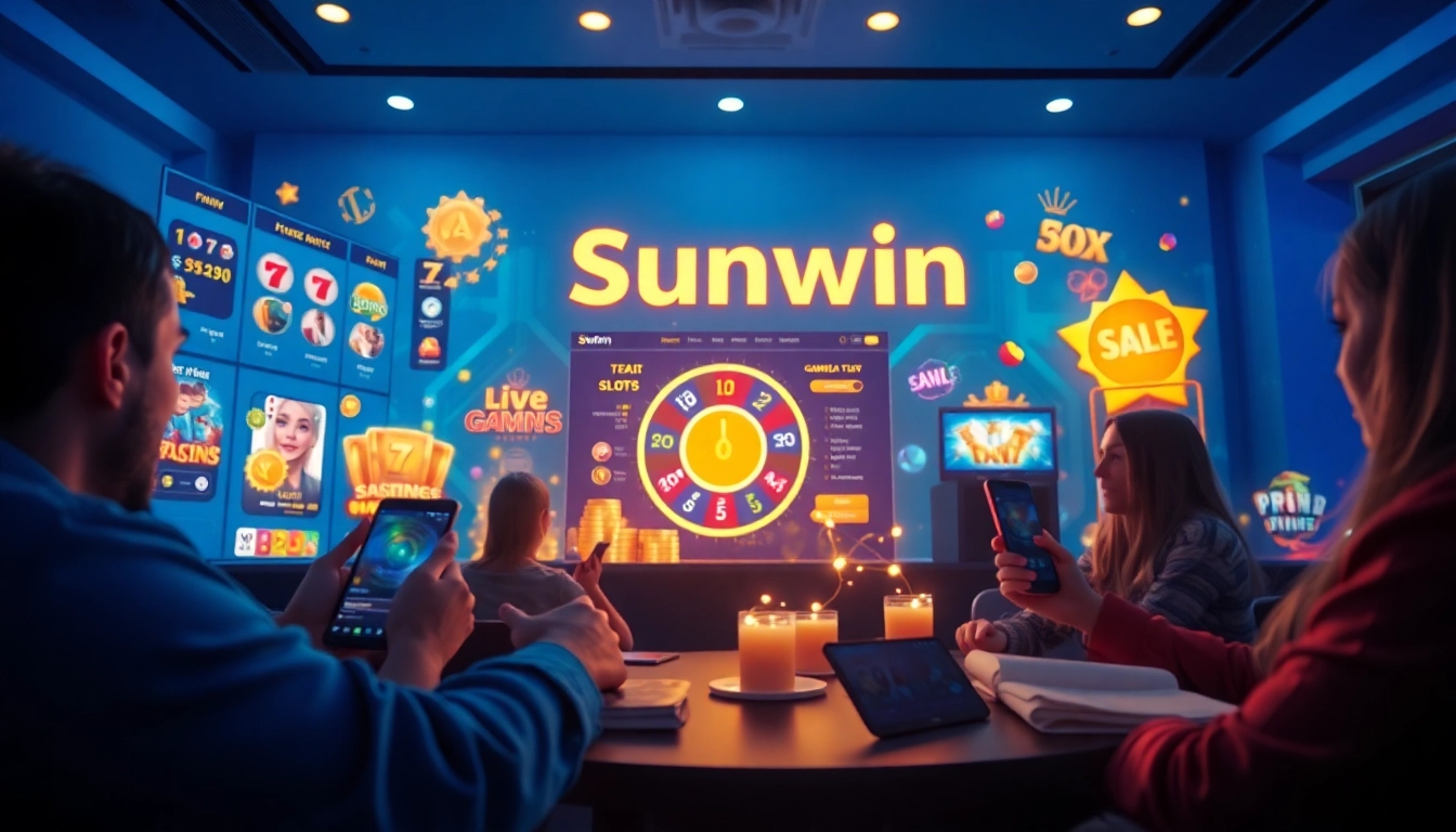 Sunwin online gaming platform showcasing diverse gaming options in an inviting, vibrant setting.