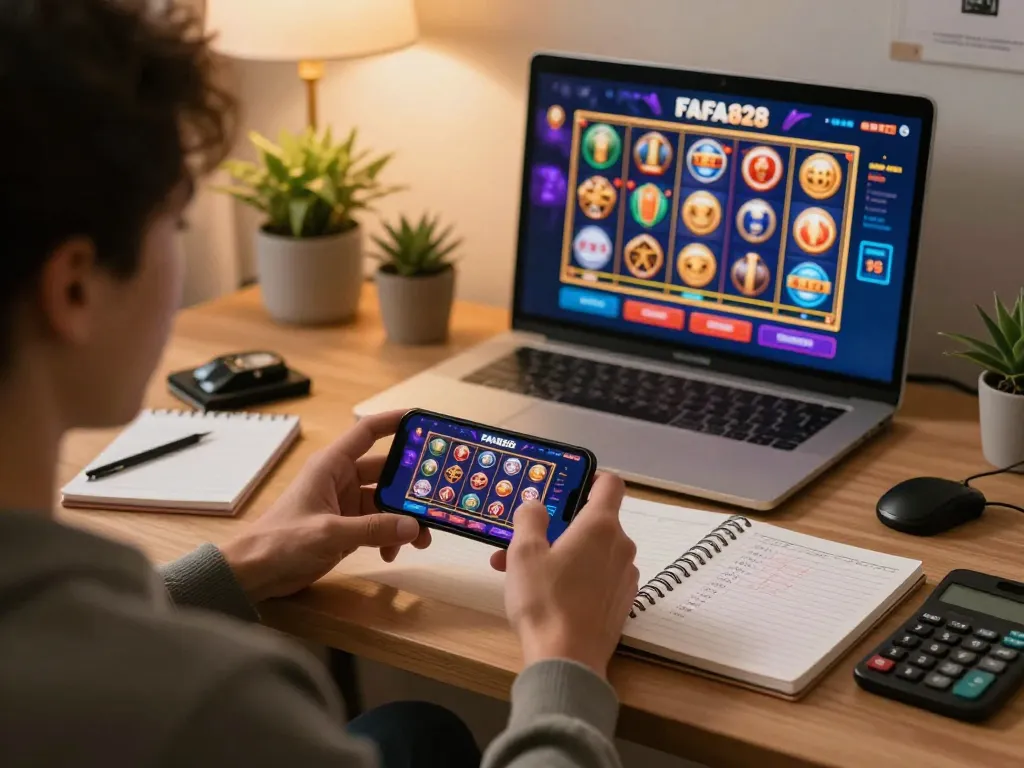 การเล่นเกมคาสิโน FAFA828 บนสมาร์ทโฟนพร้อมโน้ตเชิงกลยุทธ์ใกล้เคียงเพื่อการตัดสินใจที่ดีขึ้น