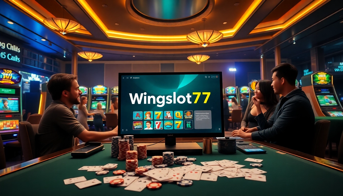 Players enjoying a thrilling online gaming experience with Wingslots77's vibrant casino interface.