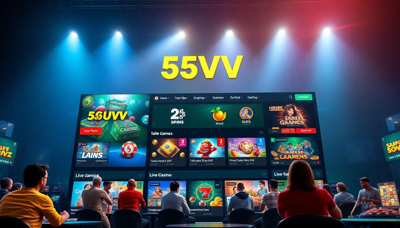 Experience the exciting world of 55VV, showcasing online gaming with diverse games and a modern interface.