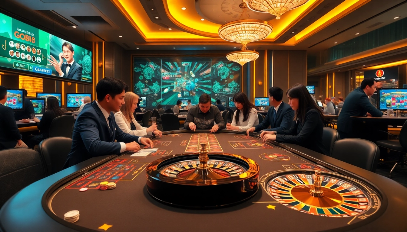 Players enjoying the thrill of betting at nhà cái go88's luxurious casino table.