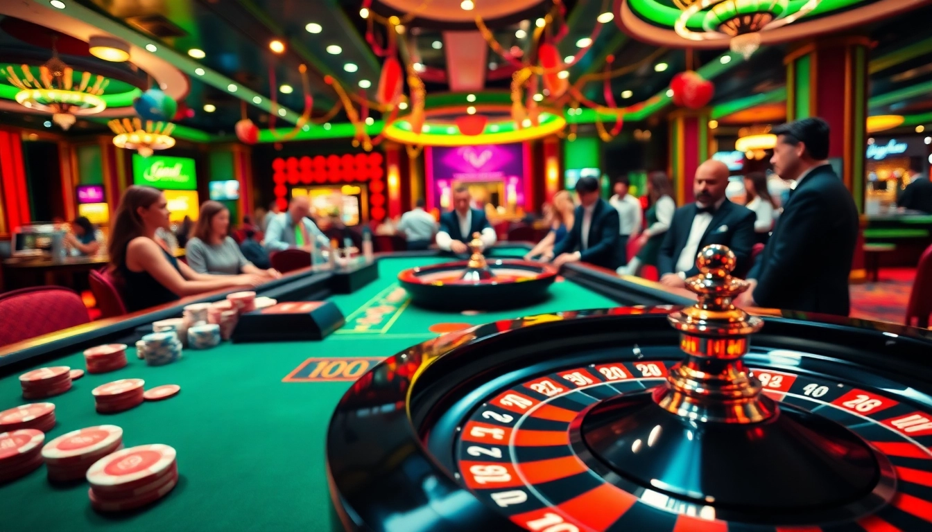 優塔賭場環境中，充滿活力的賭桌和玩家，展現興奮氣氛。