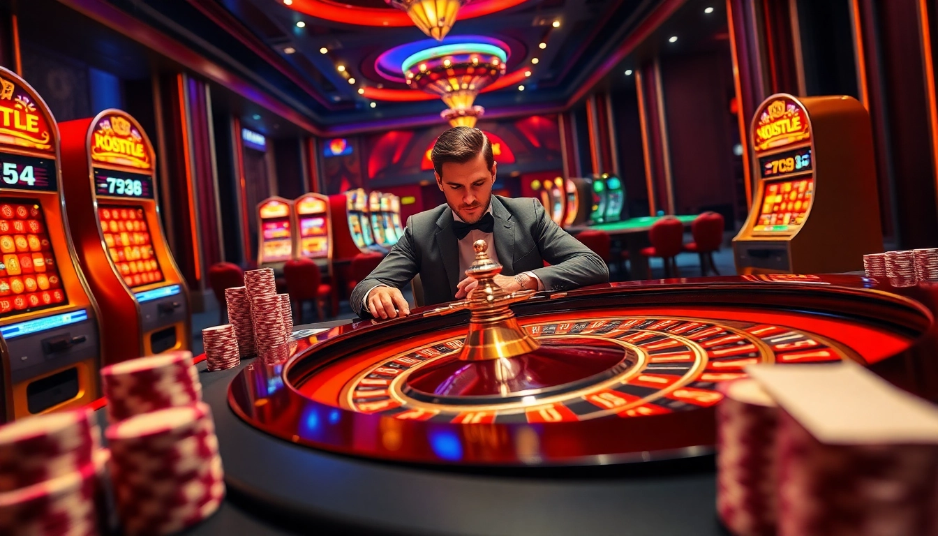 Player engaging at a roulette table in an upscale casino environment promoting ww88 excitement.