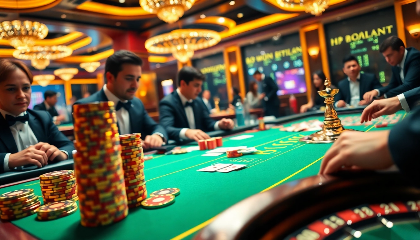 Experience the thrill of Bomwin-inspired gameplay at a luxurious casino table, featuring vibrant chips and cards.