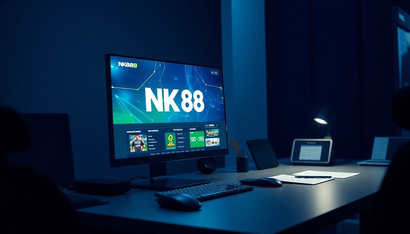 NK88 betting platform interface with promotional graphics and user-friendly design.