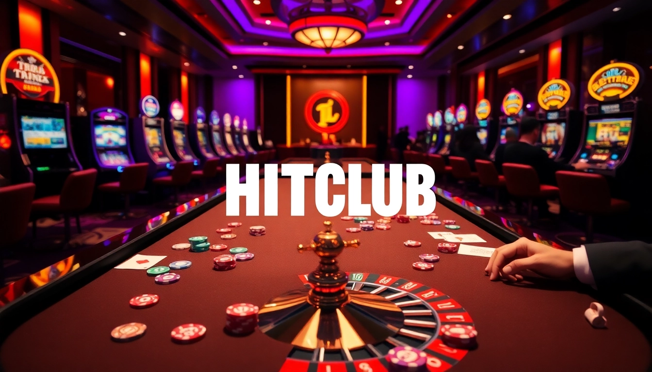 HITCLUB players engaging in exciting gameplay at a luxurious casino table with vibrant chips.