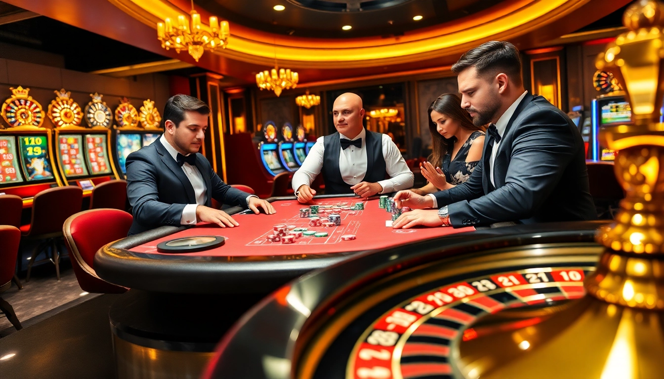 Experience the thrill of Bomwin as players win big at a vibrant casino poker table.