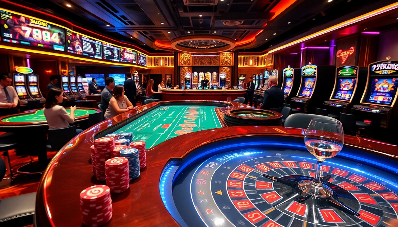 Experience the excitement of 79king with players enjoying high-stakes casino games in a luxurious setting.