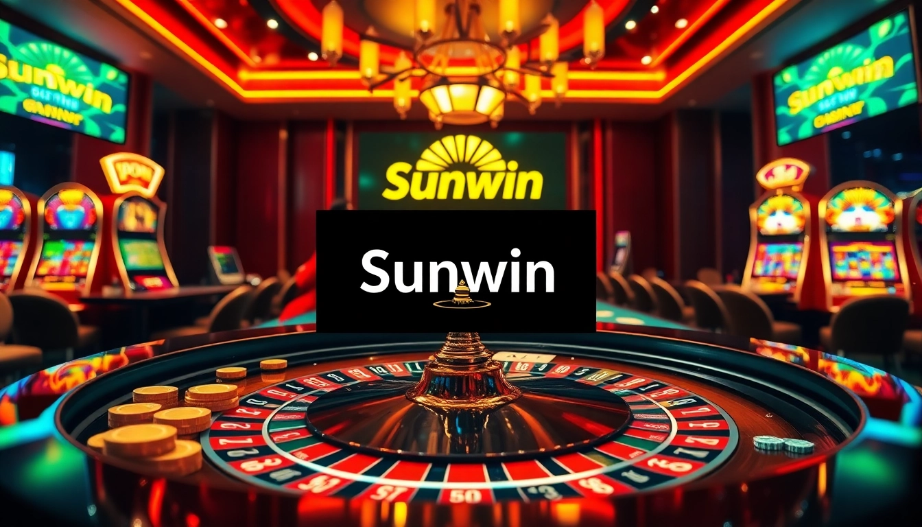 Engaging in exciting casino games at Sunwin with roulette, chips, and cards.