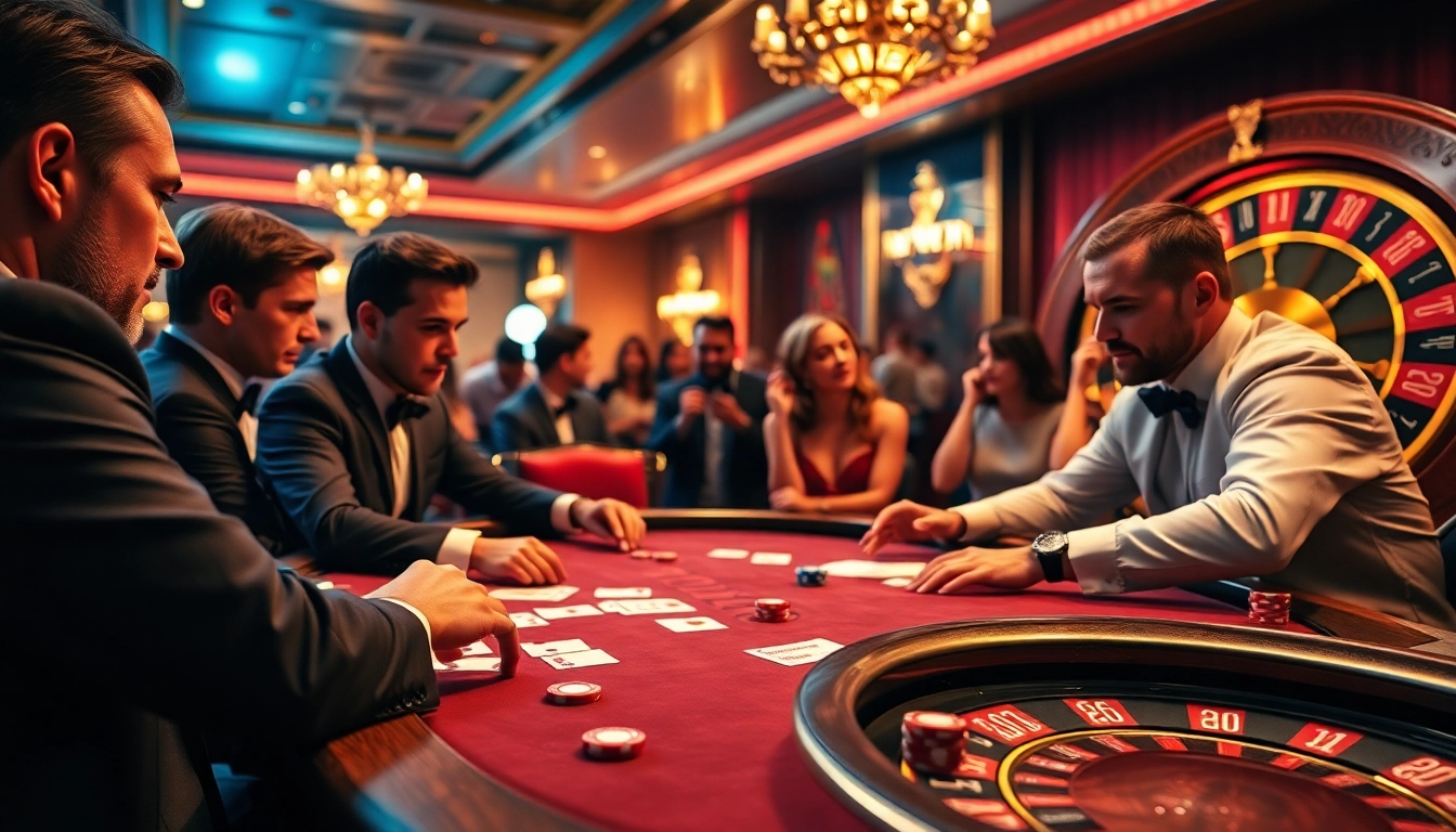 Exciting poker game featuring players at a 'HAYWIN' table with rich casino decor and vibrant atmosphere.