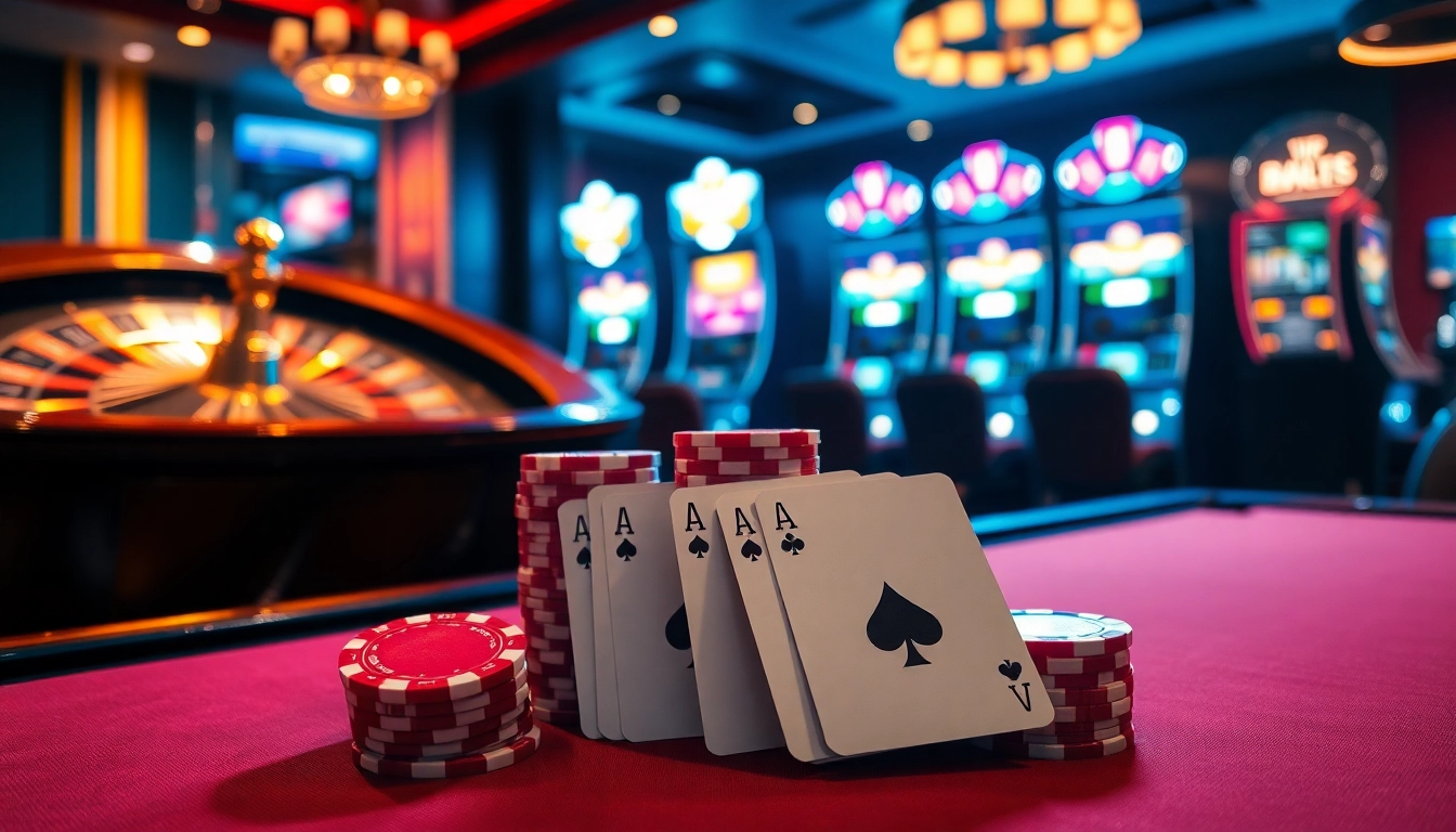 Experience high-stakes excitement at bl555 with stunning casino tables and vibrant poker chips.