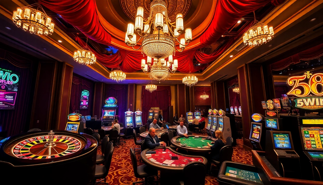 Experience the excitement of 58WIN at the luxury casino floor with engaged players and vibrant games.