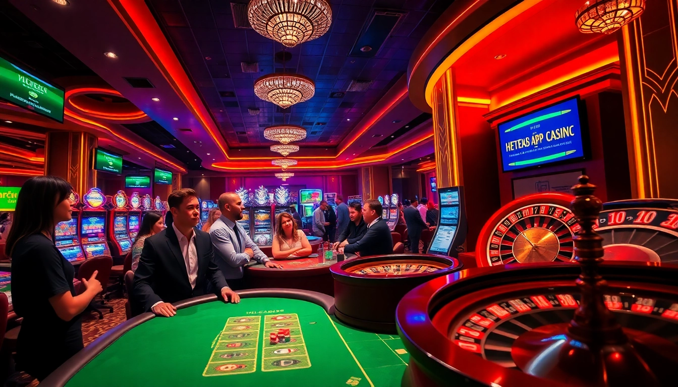 Engaging gambling scene at https://jun88app.app/ featuring poker tables and vibrant slot machines.