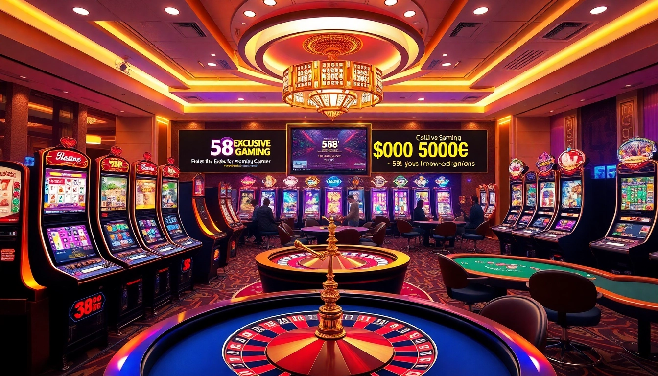 Experience the excitement of 58ee with vibrant online gaming visuals featuring slots and poker.