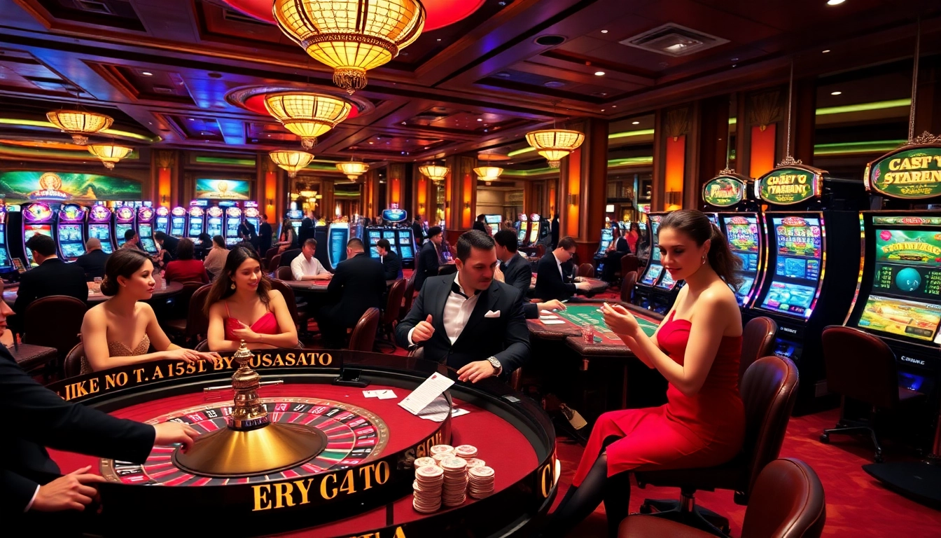 Excited players engaging in high-stakes poker at sin88 casino, featuring luxury and vibrant atmosphere.