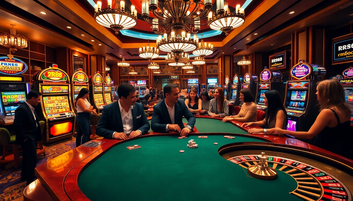 Experience the thrill of RR88 at a vibrant casino with poker and roulette action.