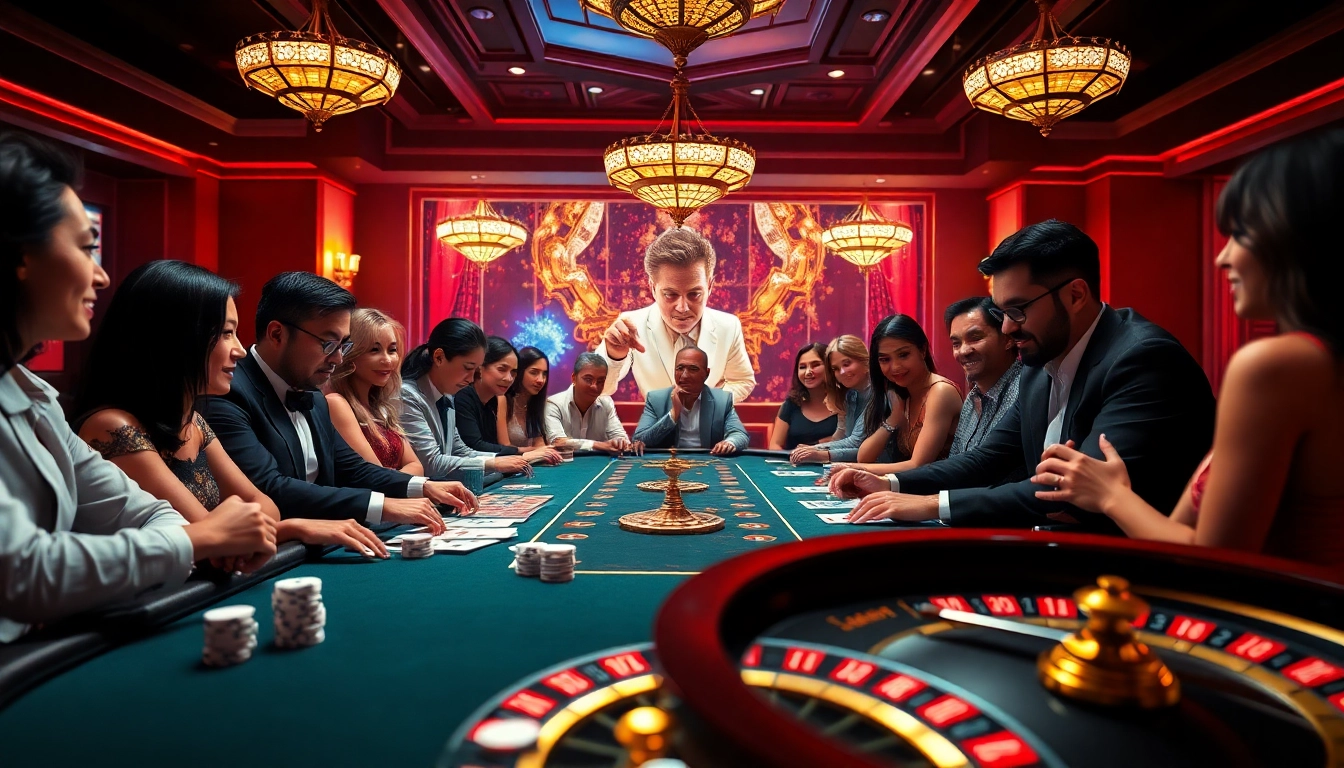 Exciting poker scene at 33win casino with engaged players and vibrant chips.