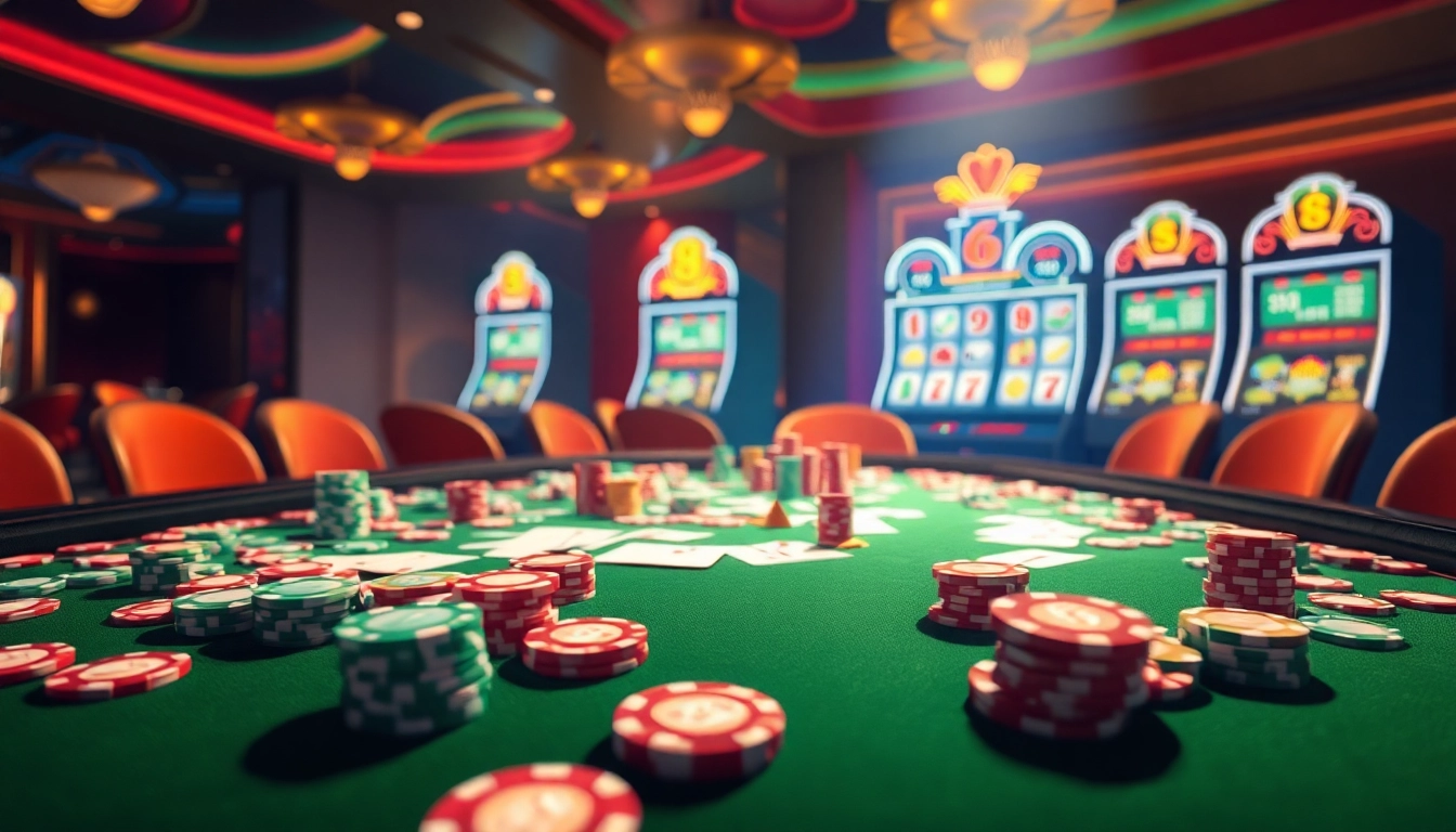 Experience the thrill of S8-themed poker with vibrant chips and cards on a luxurious table.