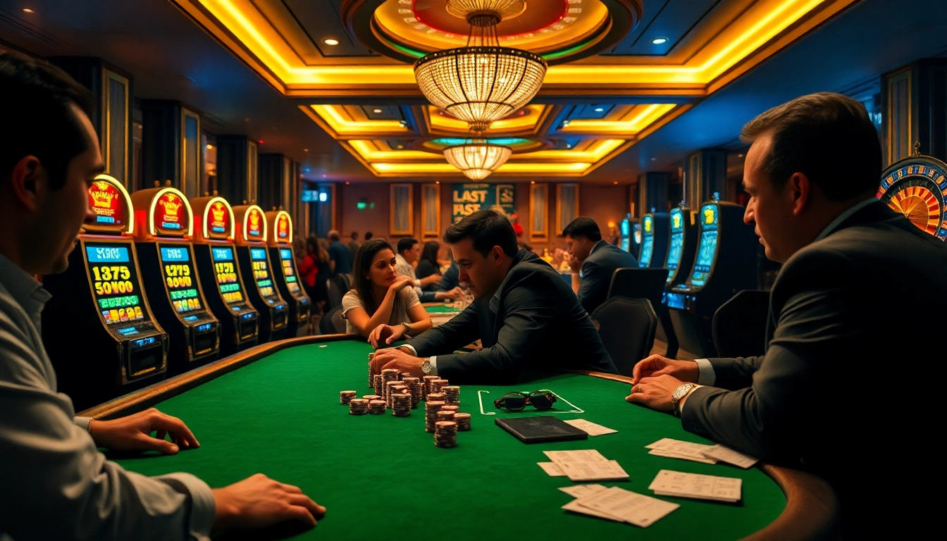 SODO casino scene with poker chips and players enjoying a high-stakes poker game.