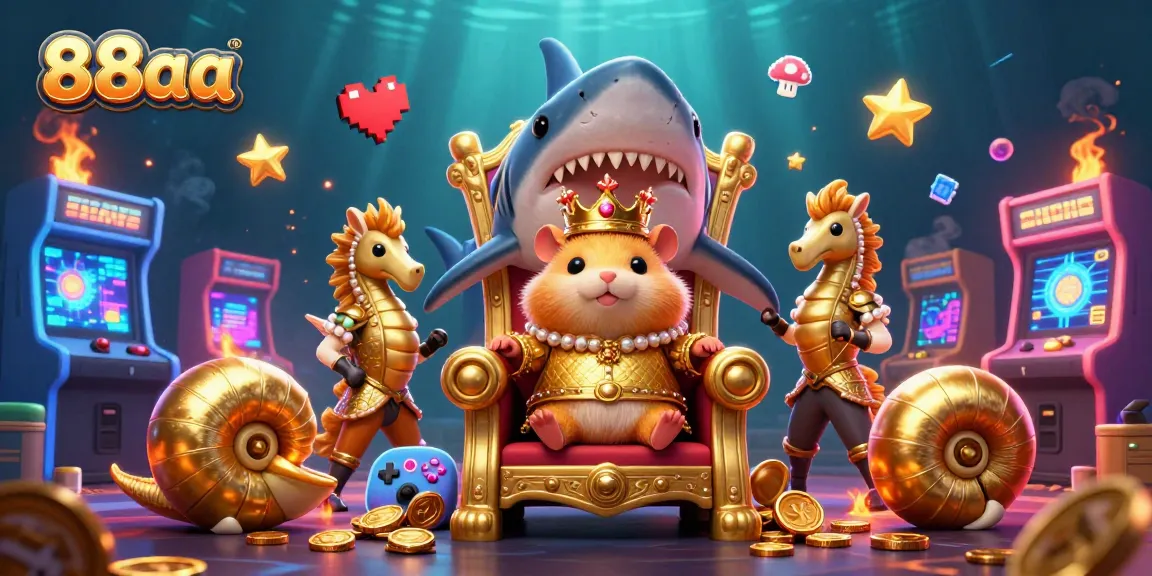 Experience the thrilling gameplay of 88aa featuring a cartoon hamster king in an underwater casino
